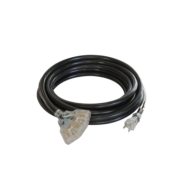 Generac 25 ft. 20Amp generator cord with lighted outlets, NEMA 5-20P male and (3) NEMA 5-20R female 7684 - main
